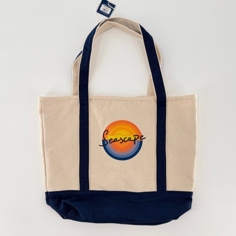 MSC SEASCAPE Canvas Tote Bag Navy Blue Cream Nautical Beach Cruise Travel Bag